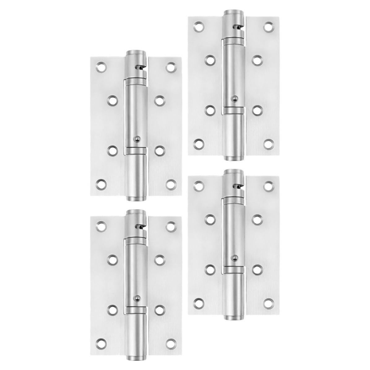 Healifty Bisagra de puerta automática oculta de acero inoxidable con resorte, 4 piezas con tornillos, para dormitorio y estudio, función de cierre silencioso