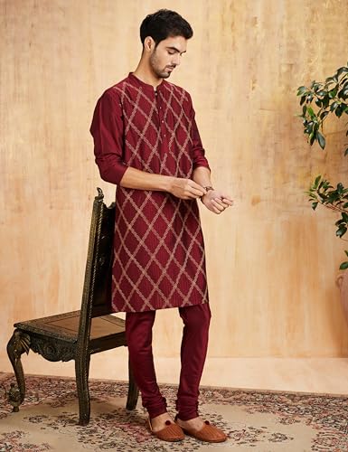 Image of Amazon Brand - Symbol Men Festive Long Regular Fit Kurta & Pyjama Set (2Pcs)
