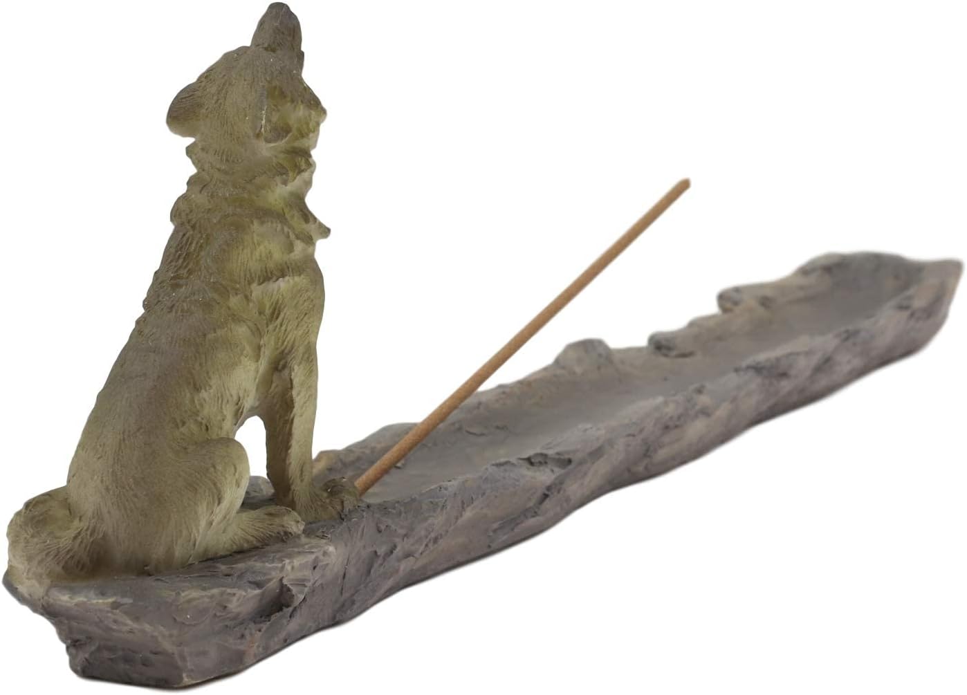 Ebros Sitting Alpha Gray Wolf Howling at The Moon by The Creek Incense Burner Holder Figurine As Rustic Home Fragrance Decor Figurine Accessory Timberwolves Wolves Totem Spirit Accent Statue