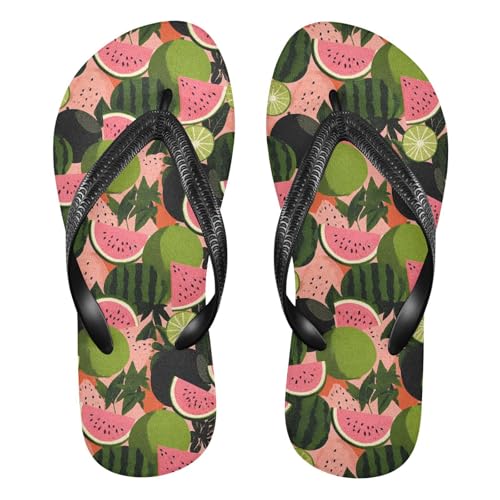 Flip Flop Sandals Pattern Watermelon Print for Women Men Beach Outdoor XS