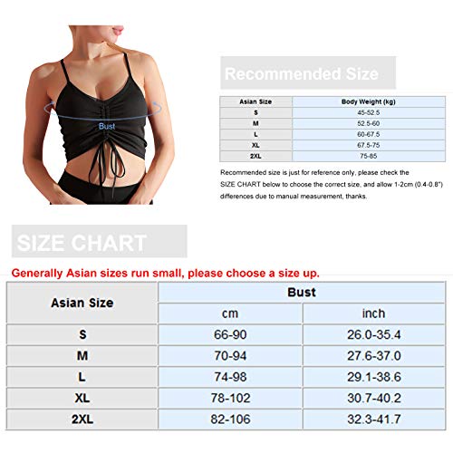 pedkit Sutiã esportivo feminino com alças finas regata tops frentes com cordão e decote em V