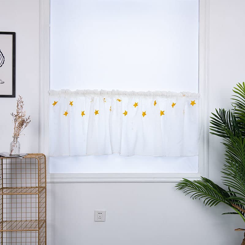 Rideaux de cuisine pour petite fenêtre voilage occultant léger brodé fleurs L
