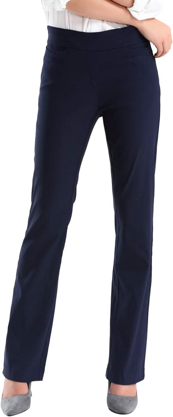 BodiLove Women's Ease in to Comfort Fit Bootcut Stretch Pants Navy 10