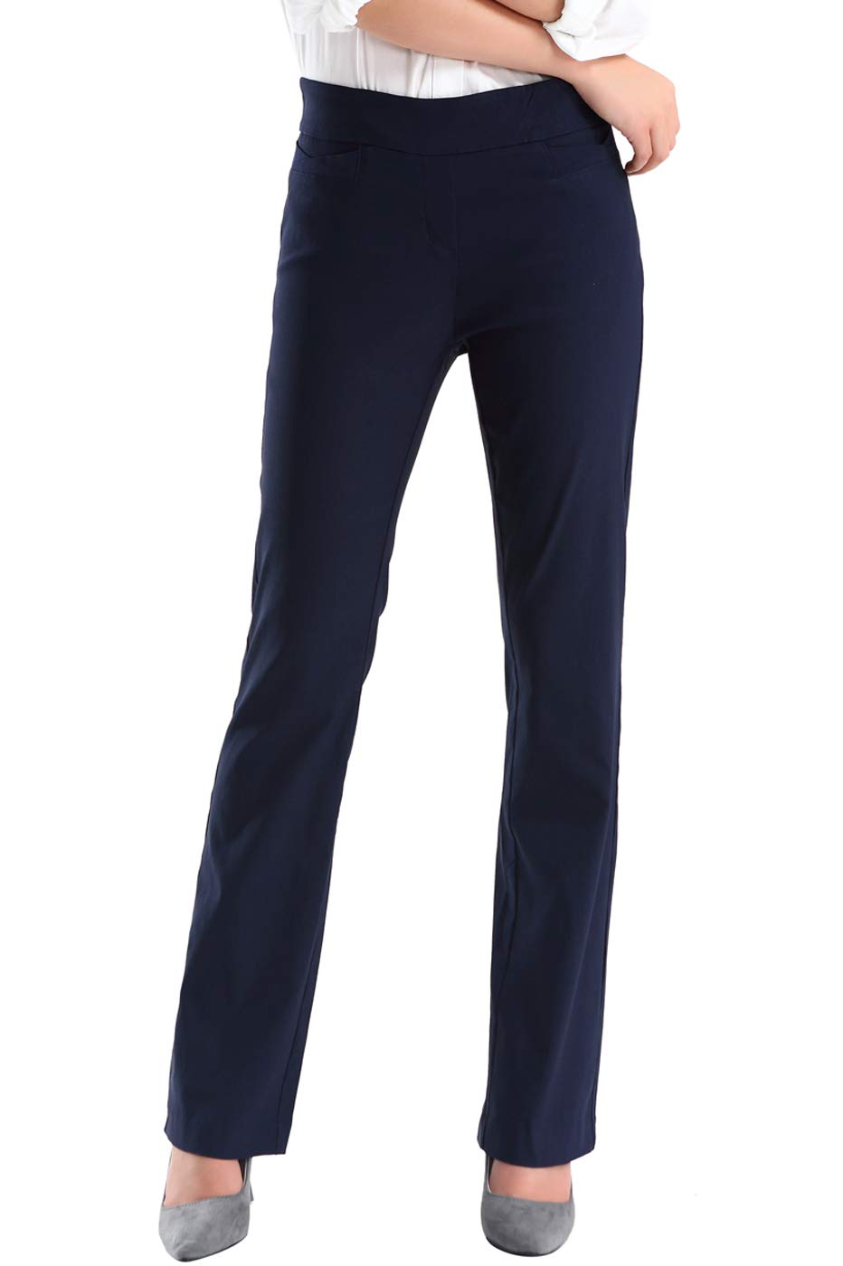 BodiLove Women's Ease in to Comfort Fit Bootcut Stretch Pants Navy 10