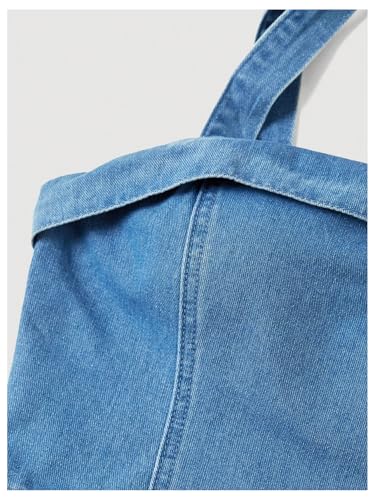Image of SHENHE Women's Tie Shoulder Sleeveless Denim Mini Dress Layered Ruffle Hem Jean Dress
