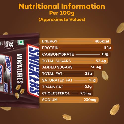 Image of Snickers Miniatures Peanut Filled Chocolate, 510Gram (170Gm X 3 Pack)
