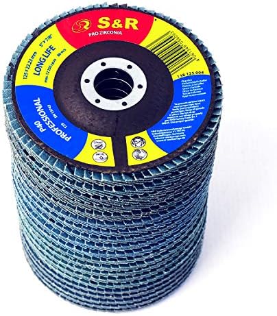 S&R Flap Discs Set 10 pcs, 115 x 22,23 mm, 4,5", PRO Zirconia, T29, Flap Discs, Grinding Discs Set for Steel and Stainless Steel (P60)
