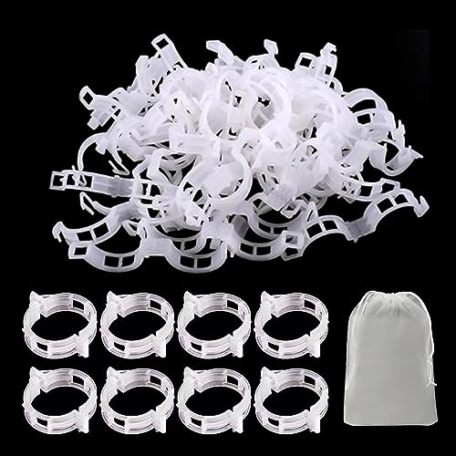 200 pinzas para plantas con 1 bolsa de almacenamiento, pinzas de soporte para plantas trepadoras, pinzas de plástico para tomates, pepinos, rosas, etc. (blanco)