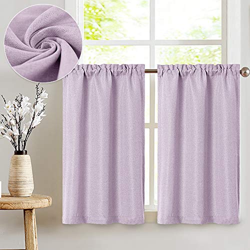jinchan Boho Linen Kitchen Curtains 45 Inch Bohemian Geometric Striped Small Window Curtains Light Filtering Farmhouse Country Rustic for Bathroom Living Room 2 Panels Black