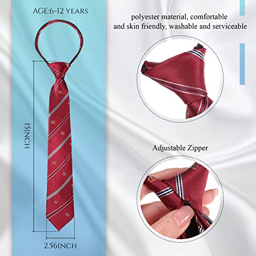 Geyoga 4 Pcs School Ties for Kids Boys 15 Inch Adjustable Zipper Tie School Uniform Ties Youth Child Toddler Necktie Wedding Graduation 6-12 Years, Rustic Style2
