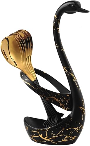 Miniatura 28 de AnSaw Elegantes cucharas de café de hoja negra, 10 piezas, 4.7 pulgadas, mini cucharas de té de café expreso y postre, perfectas para Demitasse