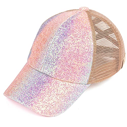 Image of Funky Junque Girl's Criss Cross Hat Messy Bun High Ponytail Kids Baseball Cap