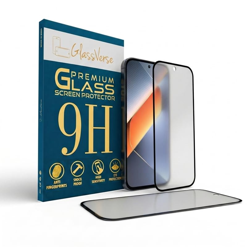 Image of GlassVerse Matte Tempered Glass for Tecno Pova 6 | Anti Glare, Smooth Touch Screen Protector, 9H Hardness, Edge to Edge, Case Friendly, Hassle-less Installation Kit Included. (Pack of 2)