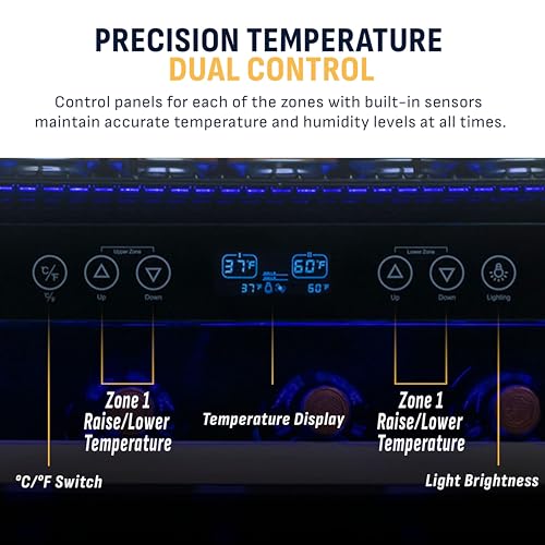 Image of NewAir 24 inch Dual Zone Beverage Refrigerator & Wine Cooler for 20 Bottles & 70 Cans | Freestanding or Built-In Under Counter Mini Fridge for Beer, Wine and Soda | Stainless Steel