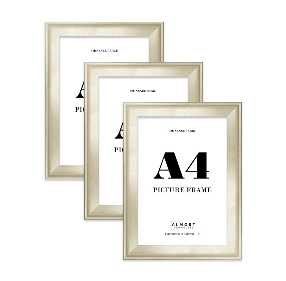A4 Silver Picture Frame - Rustic Wood Industrial Effect Photo Frame for Wall Display, Ideal for Posters, Prints & Home Décor, Wall Hooks and Kickstand, 32mm Edge - 3 Pack