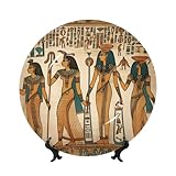 LPSRTWE Women in ancient egypt Bone China Decorative Plate,10in Ceramic Decorative Plates with Display Stand,Ceramic Ornaments Art Porcelain Plate for Home Office Wall Decor Collections Plates
