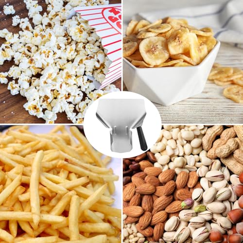 5 PCS Single Handle chips Scoop, Stainless Steel Single Handle French Fry and Popcorn Scoop for Commercial and Personal Use, by GENHAKON. - Thumbnail 7