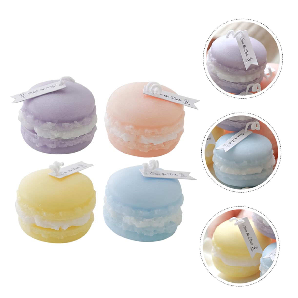 4piezas Velas Aromáticas Macaron Decorativas Velas De Diseño Único Para Decoración Para Hogar y Eventos Especiales