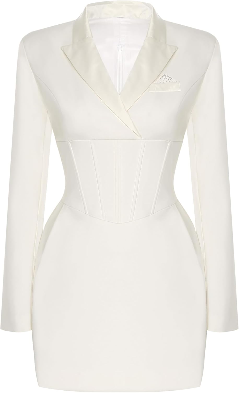 Women's Long Sleeved Suit Dress Slim Fit Bodycon Pencil Dress Tailored Double Breasted Shapewear