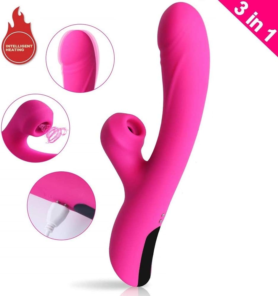 FngS Simulated Oral Sucking Toys 7 Frequency Vibration & 3 Suction Soft Touch Internal Clot Sucking Toy for Women (Rose)