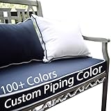 SINUOLIN Custom Size Bench Cushion Pads for Indoor Outdoor Furniture Window Seat Sofa Couch Swing 70D High-Resilience Foam with Optional Fabric Embroidery Contrasting Colors Piping