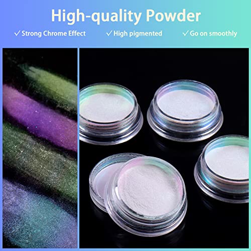 image for Allstarry White Chrome Nail Powder, 4 PCS Color-Shift Chameleon Mica P