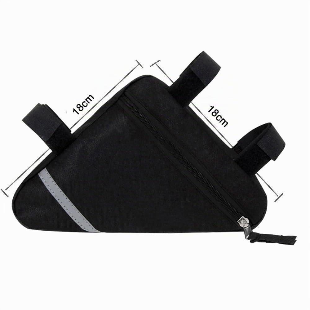 Bicicletta Triangolare Borsa, Borsa Triangolo per Telaio Tubo Anteriore della Bici Impermeabile con Decorazione Riflettente Bifacciale (Nero)