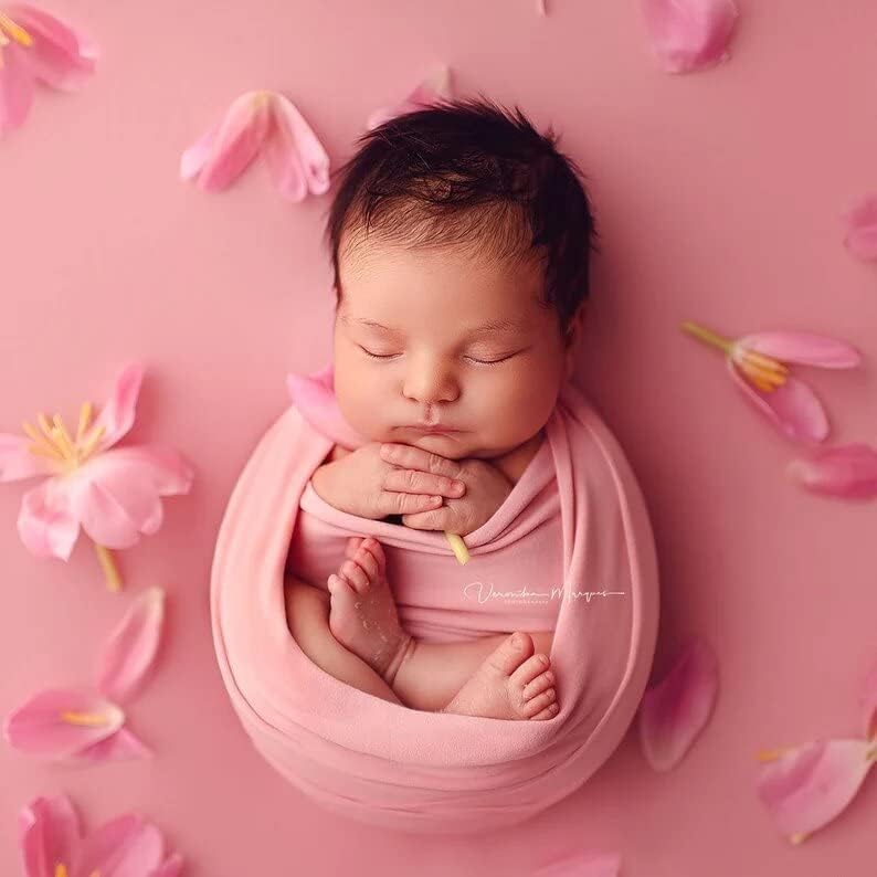 Miniatura 4 de Manta de fotografía para bebé recién nacido, accesorios para envolver fotos, manta larga ondulada con lazo de flores