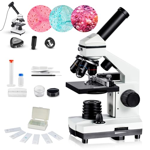 Image of Microscope for Kids Adults,40X-2000X MAXLAPTER Compound Monocular Microscope with WiFi Electronic Eyepiece,Upper and Lower Dual LED,Microscope Slides,Phone Adapter,Microscope kit for Lab Home Student