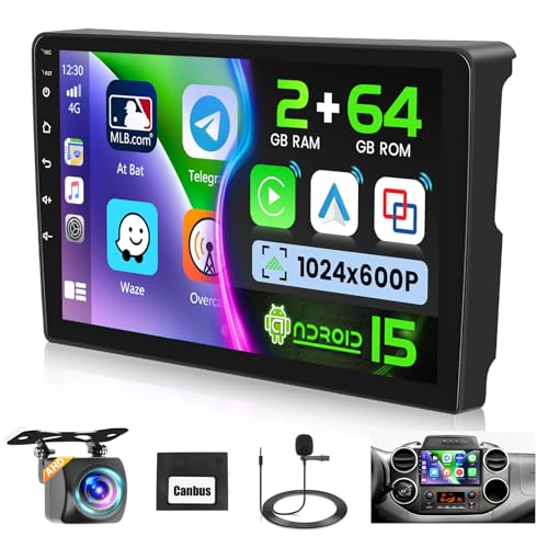 Ohradio 2+64G Autoradio Android 15 pour Citroen Berlingo B9 2008-2017/Peugeot Partner 2008-2019, Carplay Android Auto sans Fil, Écran Tactile de 9