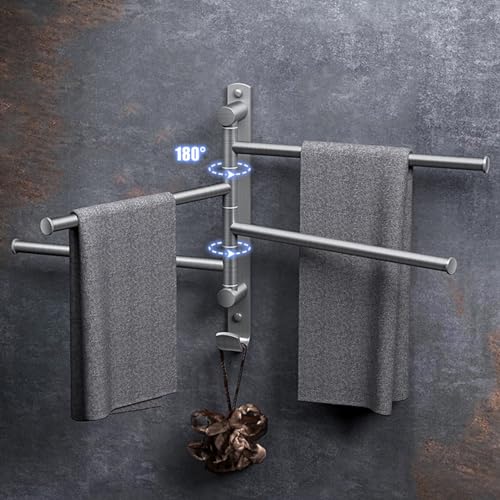 Porte-serviettes pliable et pivotant noir pour une salle de bain moderne ordonnée - 5