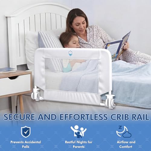 Image of Salcod 33inch Universal Swing Down Crib Rail Guard, Convertible Crib Bed Rail for Toddlers, with Reinforced Wing Nut Safety System, Compatible with All Major Brand of Crib