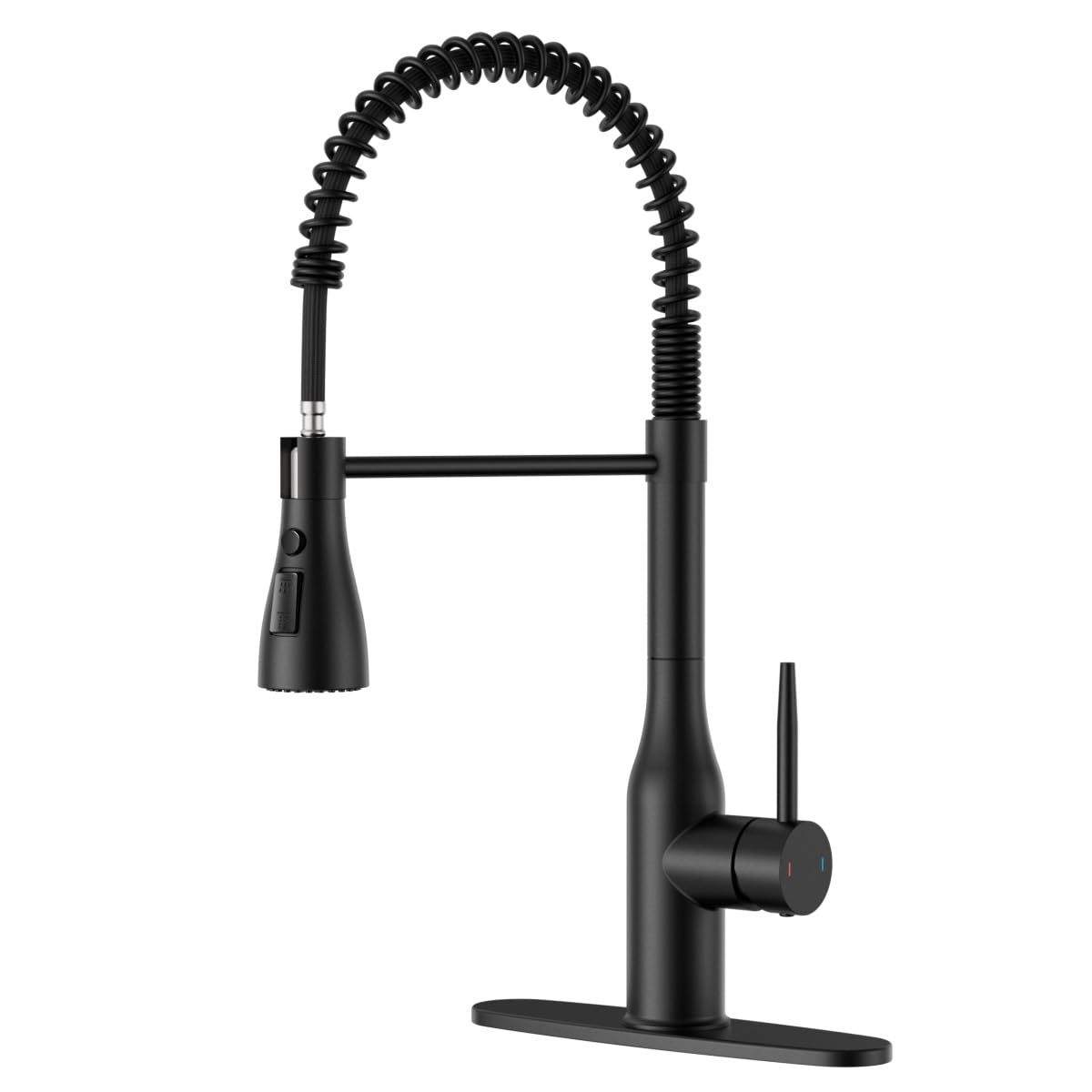 YUHUBY Black Kitchen Faucet with Pull Down Sprayer 3 Modes, Stainless Steel Commercial Kitchen Sink Faucet, Single Handle Matte Black Kitchen Faucets, Faucet for Kitchen Sink with Deck Plate