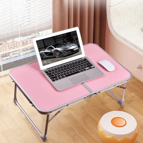 Image of Foldable Laptop Desk, Portable Bed Table with Hidden Storage, Pink