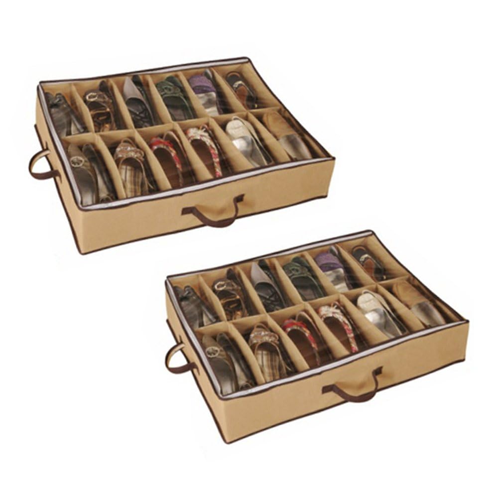 Kit 2 Sapateiras Flexíveis TNT, Organizador de Calçados 12 Pares com Visor Transparente e