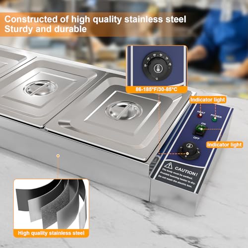 TAIMIKO Bain Marie - Wasserbad Speisenwärmer Buffetwärmer Elektrisch für Speisen (3 Pots) – Bild 5