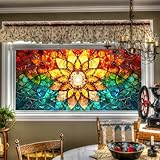 HOMETITUTE Stained Glass Window Film 39.3x17.7 Inch Colorful Mosaic Privacy Window Film Decorative Cling Window Sticker for Bathroom Kitchen Glass Door Static No Glue
