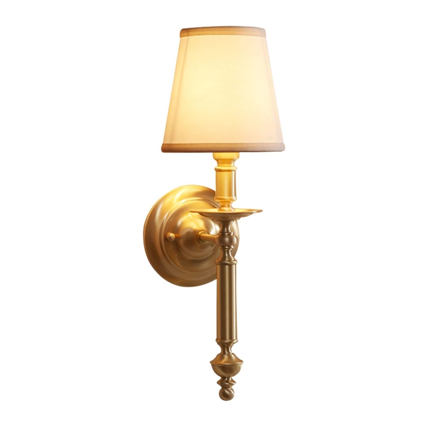 HPTHLY European Wall Light Minimalist Light Fixtures Brass Facing Indoor Wall Lamp Simplicity Wall Swing Lamp Bedside Lamp Full Copper Body Fabric Lampshad