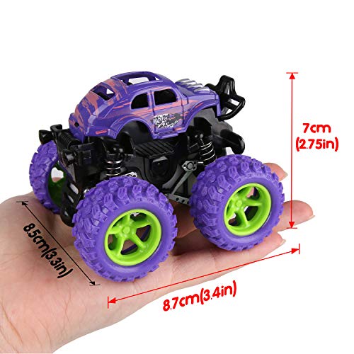 BBLIKE Monster Truck Cars,Push and Go Toy Trucks Friction Powered Cars 4 Wheel Drive Vehicles for Toddlers Children Boys Girls Kids Gift-4PCS (4 Wheel Drive Vehicles) - Thumbnail 7