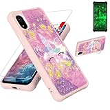 for Cloud Stratus C8 Case Compatible for Cloud Mobile Stratus C8 Phone Case Cover [with Tempered Glass Screen Protector][Hard PC + Soft Silicone][Ring Support] [Gold Glitter+Luminous] JSF-DJS