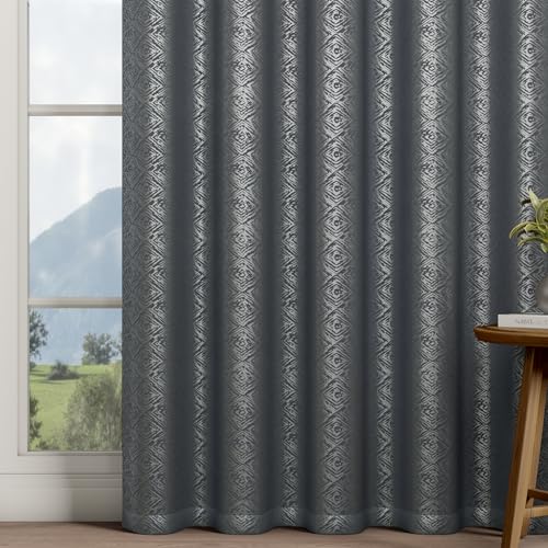 Image of Wakefit Jacquard Room Darkening Curtain | Light Blocking Upto 70% | (5 x 3.9 ft) | Door Curtain | Set of 2 | Reduces Noise | Machine Washable | Smash |Diamond Grey