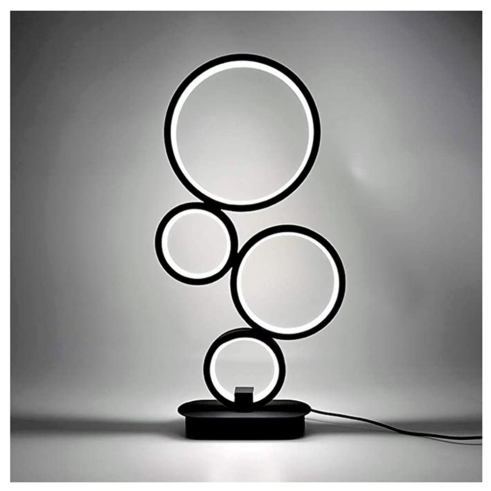 Ausuky Black Dimmable Led Table Lamp Modern Creative Design Bedside Lighting Bedroom 4-Circle (Black)