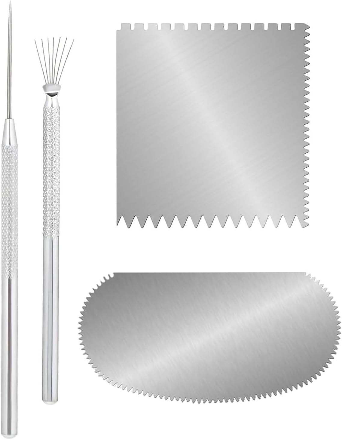 YTgilo 4PCS Pottery Modeling and Carving Tool Set with Steel Serrated Ribs Clay Detail Needles Wire Needle Tools Suitable for Ceramic Texture Creation Carving Modeling