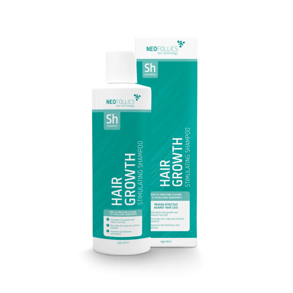Neofollics Champú Estimulante del Crecimiento Capilar – Fórmula Científicamente Probada con Piroctona Olamina, Ecklonia Cava, Cafeína y Niacinamida – Anticaída y Favorece el Crecimiento – 250 ml
