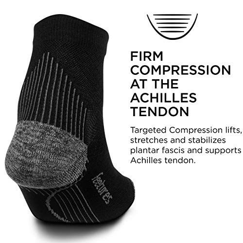 Feetures Plantar Fasciitis Relief Light Cushion Quarter Sock - Arch Support for Men & Women - Black, L (1 Pair)