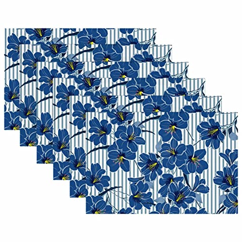Sets de table à fleurs bleues chic et durables de 30,5 x 45,7 cm pour réception - 6