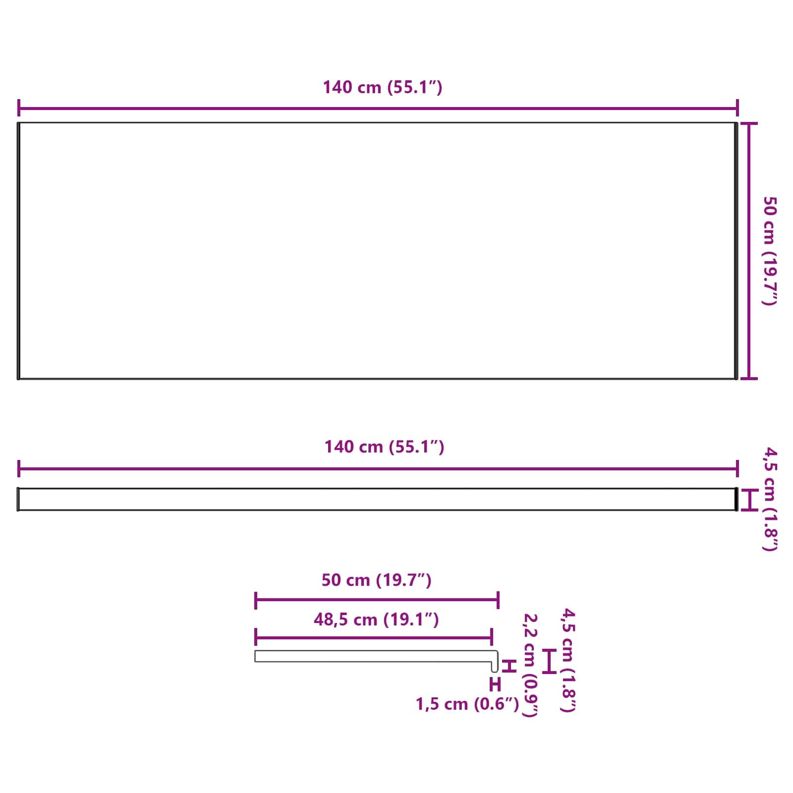 vidaXL Parapet okienny Biały 140 x 50 x 4,5 cm PVC