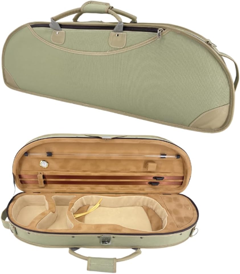 Violin Case 4/4 Full Size Nylon Oxford Lightweight box Adjustable shoulder straps Travel violin case bag (pea green)