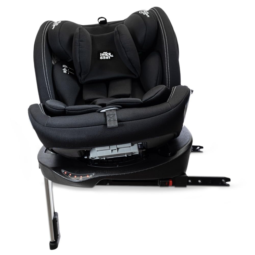 Interbaby Silla Coche Bebé PAX i-Size ISOFIX 360° Grupo 0+1+2+3 (Negro) | Silla auto giratoria 360 reclinable 40-150 cm, reductor recién nacido, protección lateral SPS, pata de apoyo