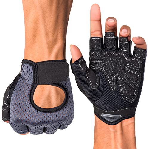 MELLIEX Fitness Handschuhe Damen Herren, rutschfeste Gym Handschuhe Atmungsaktive Trainingshandschuhe mit Mikrofasergewebe für Gewichtheben, Fahrrad, Gym, Krafttraining, Crossfit, Grau(M)